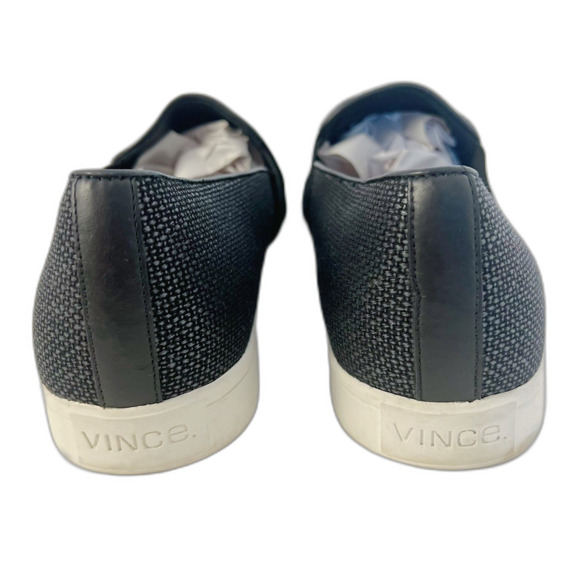 Vince Blair Sneakers Black Leather Woven Slip On Pointed Toe Women's Size 11 - Picture 4 of 8